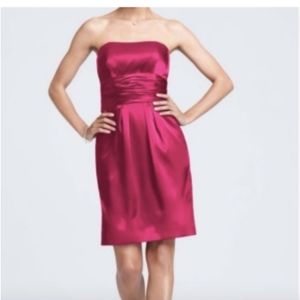David's Bridal Watermelon Pink Bridesmaid Dress